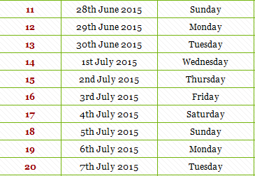 Ramzan Calender 2015 Pakistan