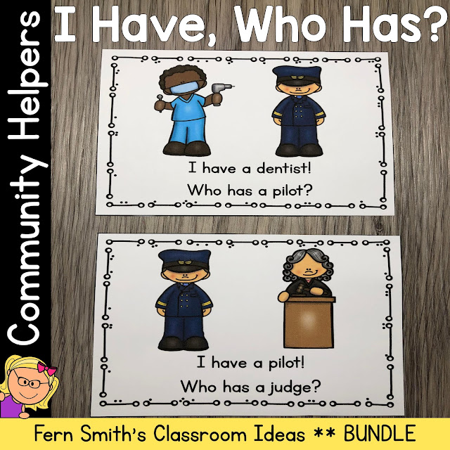 Click Here to Download this Community Helpers I Have, Who Has? Card Game Resource Bundle for Your Class Today!