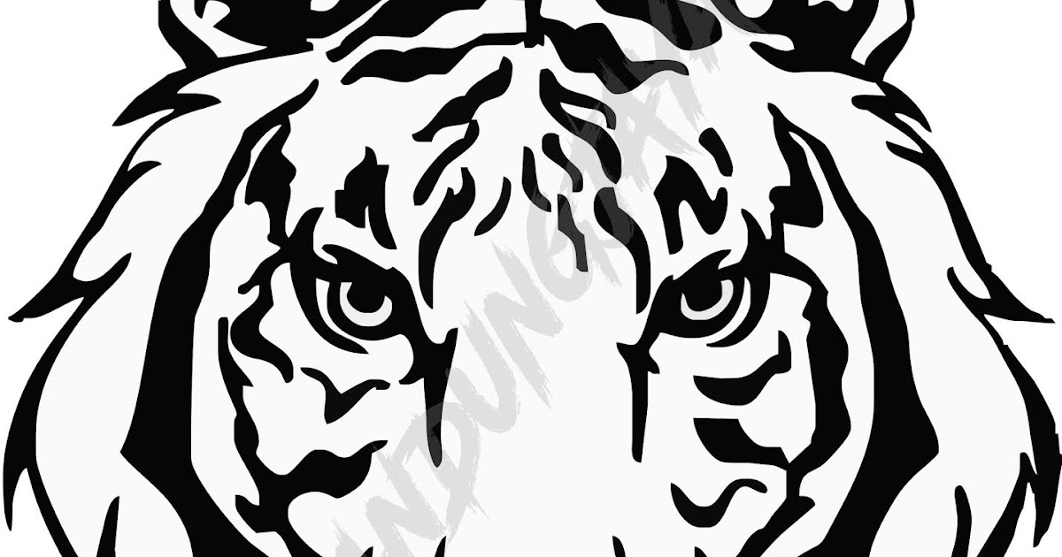 Vektor Tegak Gambar Harimau Vektor Hitam Putih