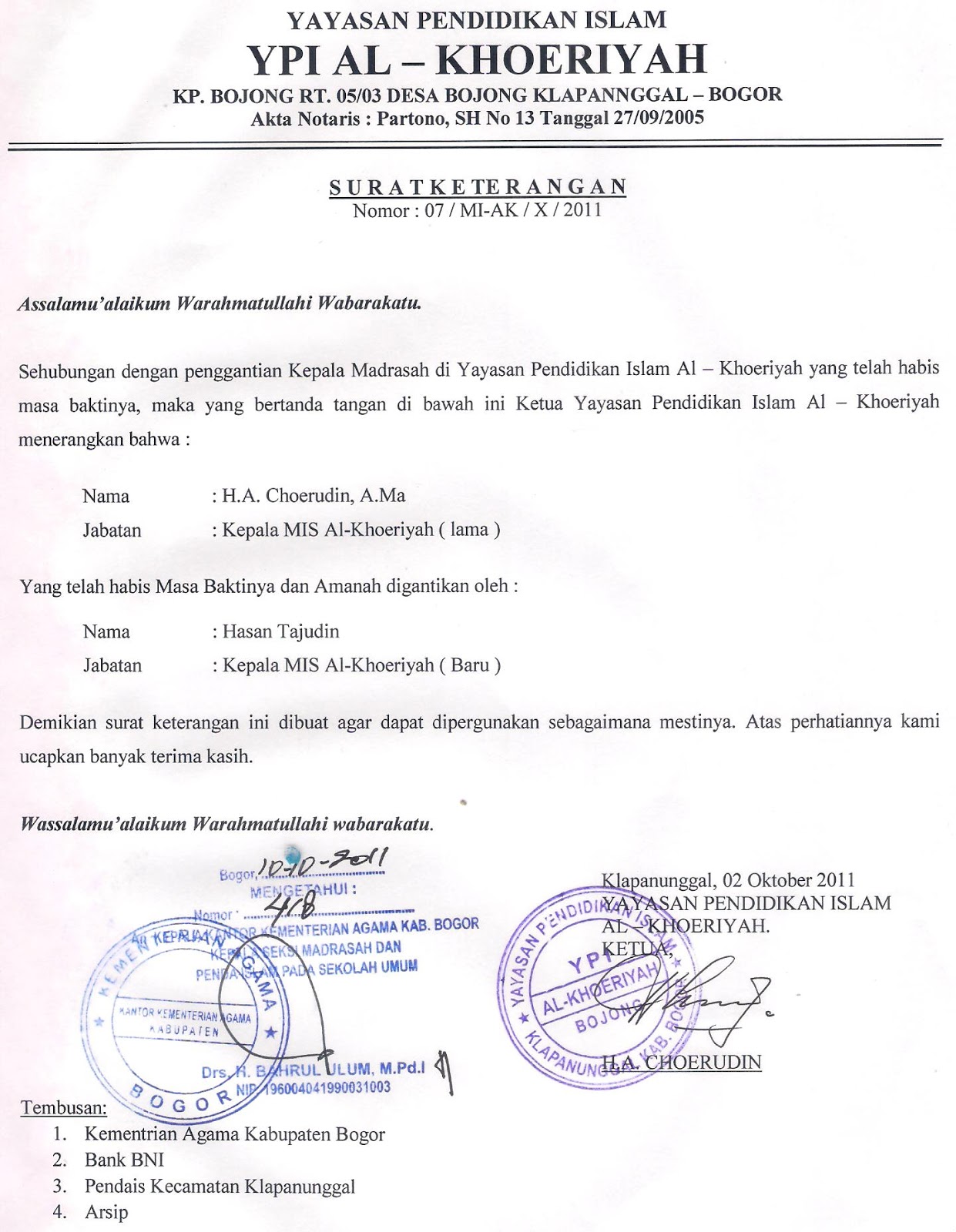 Contoh Surat 2 Tanda Tangan  Contoh Surat