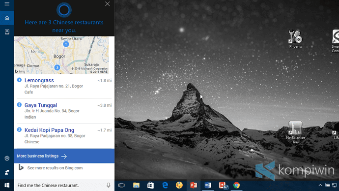 mencari di cortana