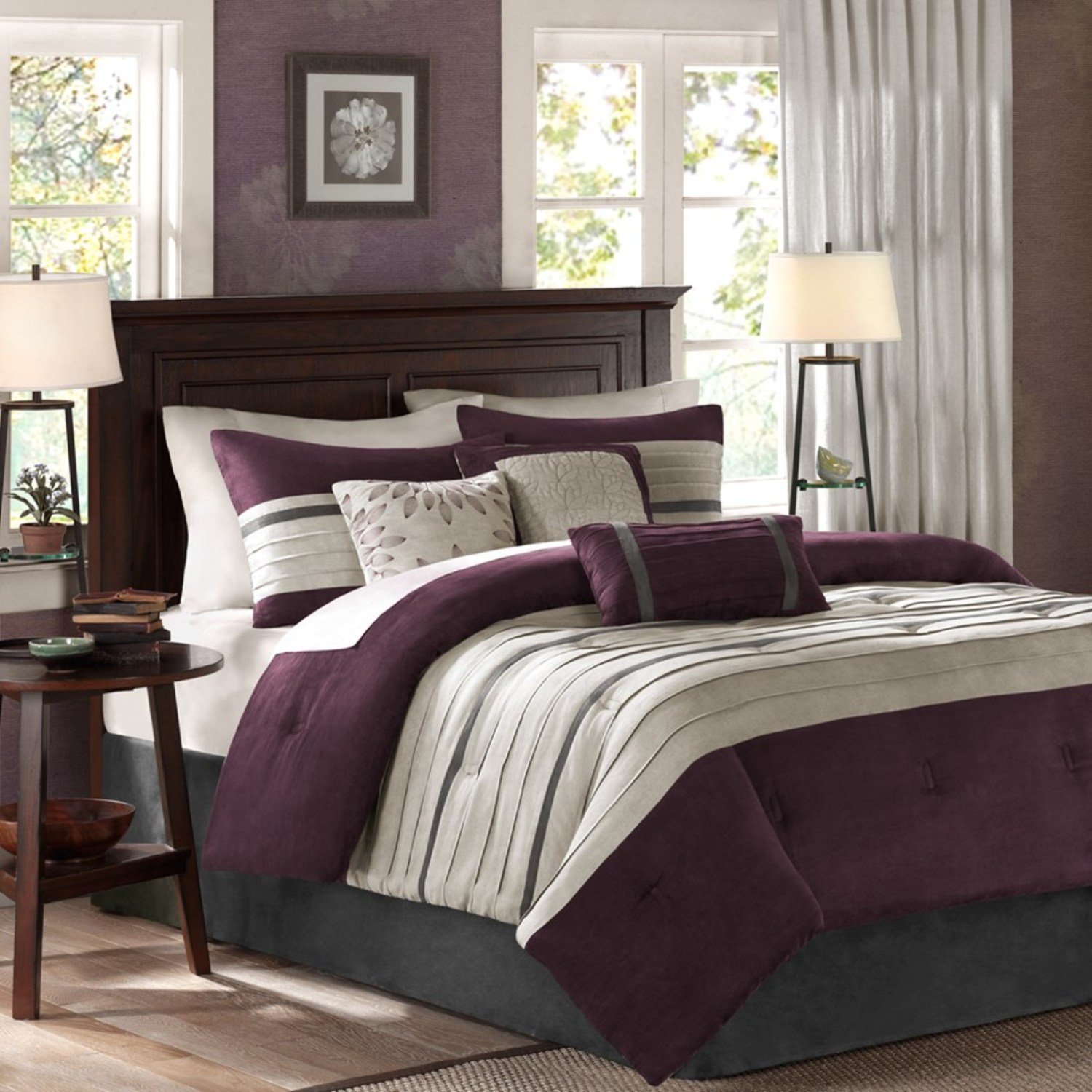  Grey  and Purple Comforter  Bedding  Sets