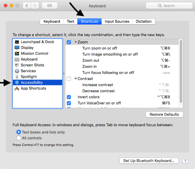 7 the keyboard shortcut for inverted colors