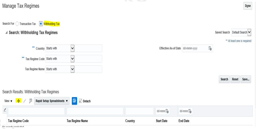 Withholding Tax setup in Oracle Fusion