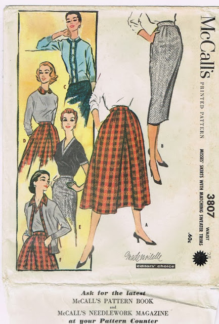 McCalls 3807 pattern for full or pencil skirt and sweater trims