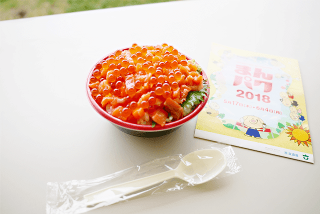 色鮮やかな、とろサーモンといくらの親子丼