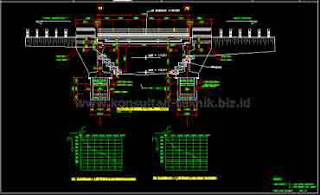 Gambar-Jembatan-Gelagar-Beton-Bertulang-Balok-T-Kelas-A-Bentang-23-Meter-Format-Autocad-01