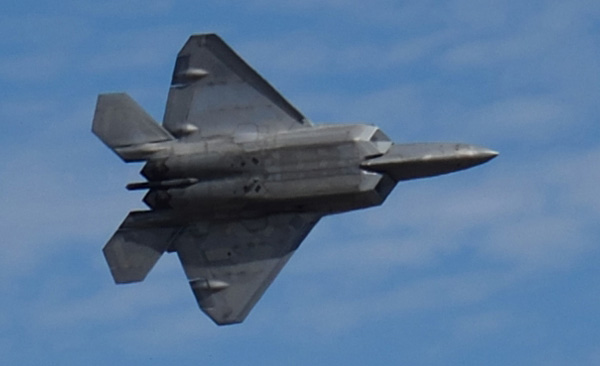 The F-22 Raptor after it closed its weapons bay doors during its demo at the Miramar Air Show in San Diego, CA...on September 24, 2022.