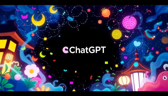 ChatGPT logo with colorful Studio Ghibli-inspired background.