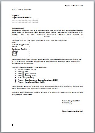 Contoh Surat Lamaran Kerja untuk Bursa Kerja atau Job Fair ...