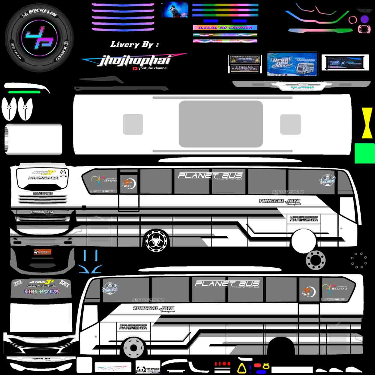 download livery bussid tunggal jaya kids panda