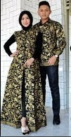 Model gamis batik couple kombinasi