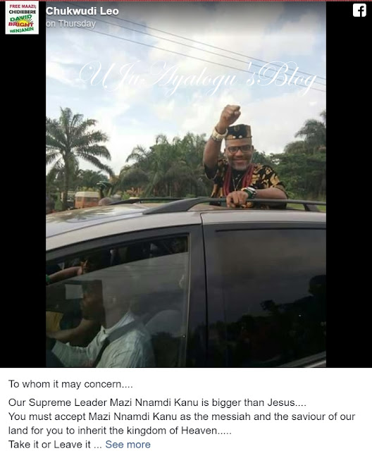 EXTRA: Internet anger as IPOB supporter claims ‘Kanu is bigger than Jesus’