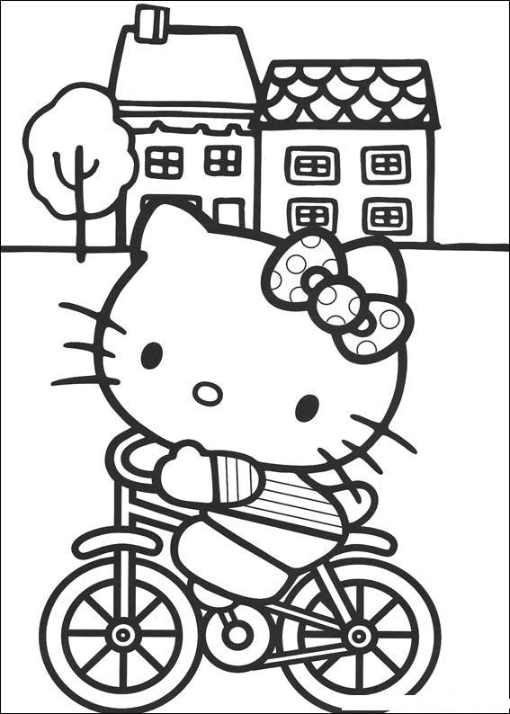Bicyle hello kitty coloring pages >> Disney Coloring Pages
