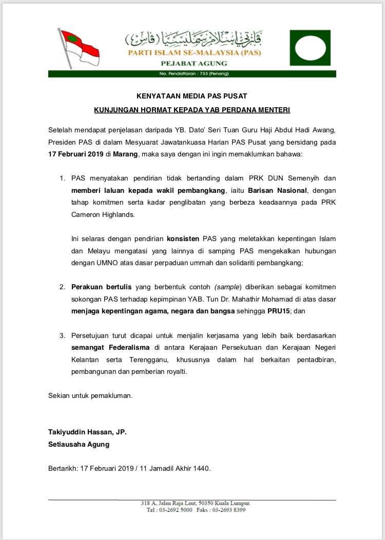 Contoh Surat Mesyuarat Agung Pas