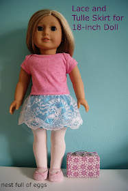 Lace and tulle skirt for 18-inch doll by nest full of eggs