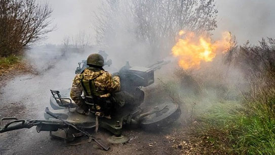 Airborne Troops of Ukraine Fire ZU-23 Anti-Aircraft Gun