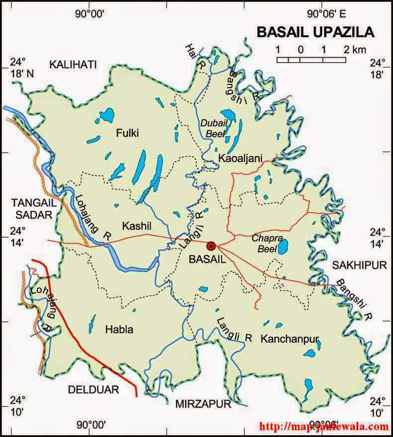 basail upazila map of bangladesh