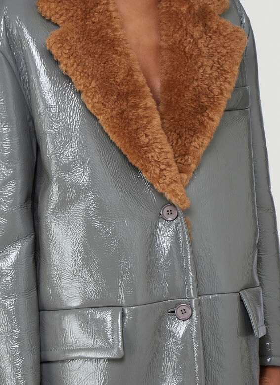 PRADA Shearling Collar Coat in Brown