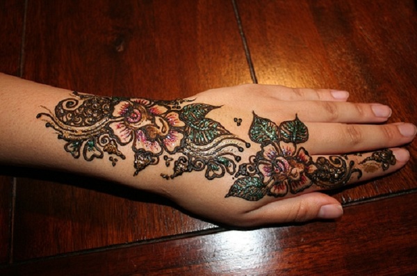 Latest Colour Glitter Mehndi Designs 2015 Wallpapers Free Download