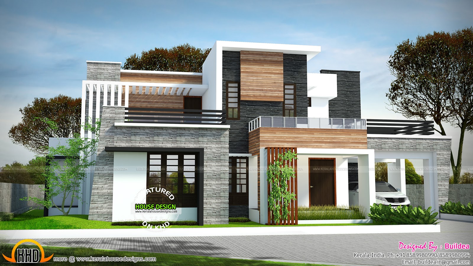 2729 sq ft 4  bedroom  flat roof modern house  Kerala home  