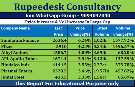 Price Increase & Vol Increase In Large Cap