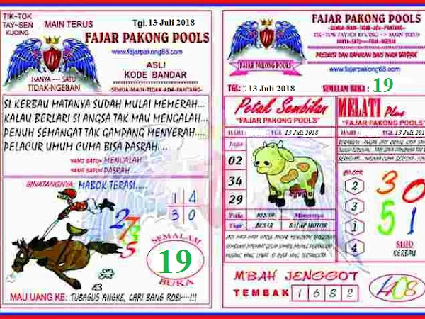 Kode Syair Fajar Pakong 14 Juli 2018