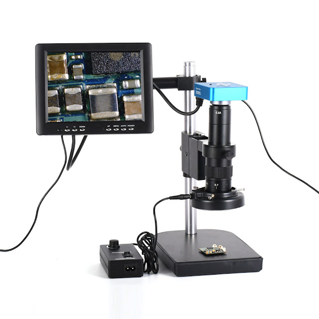 HAYEAR Full Set 34MP Industrial Microscope Camera HDMI USB Outputs with 180X C-mount Lens 60 LED Light Microscope with 8" HD LCD Screen