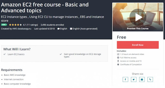 [100% Free] Amazon EC2 free course - Basic and Advanced topics