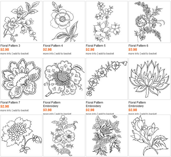 Redwork Floral Motives redwork embroidery designs