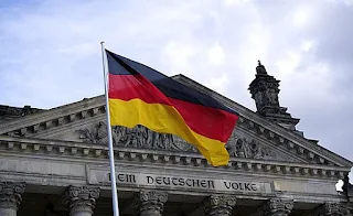 the german flag in front of a german venue 