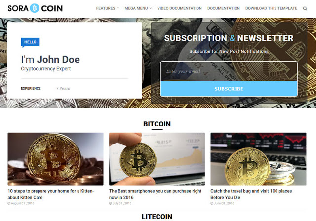 Cryptocurrency News Responsive Blogger Template