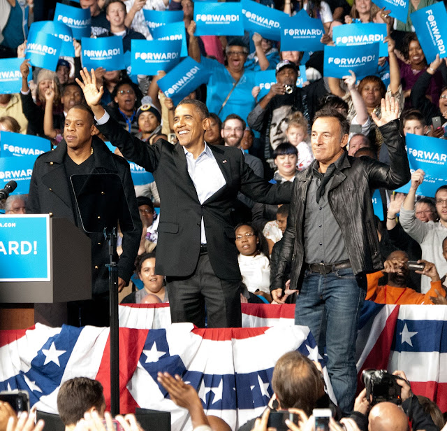 Barack Obama with Bruce Springsteen and Jay-Z, Columbus Ohio, November 5, 2012