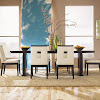 Oriental Dining Room Furniture - Rustic Dining Room Furniture Sets - Home Furniture Design / Asian dining room with full height glazing and concrete flooring topped by a bordered area rug.