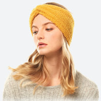 cozy mustard gold sherpa fleece winter headwrap