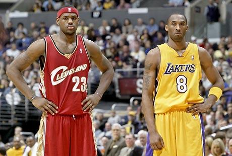 kobe bryant dunking on someone. lebron james dunking on kobe