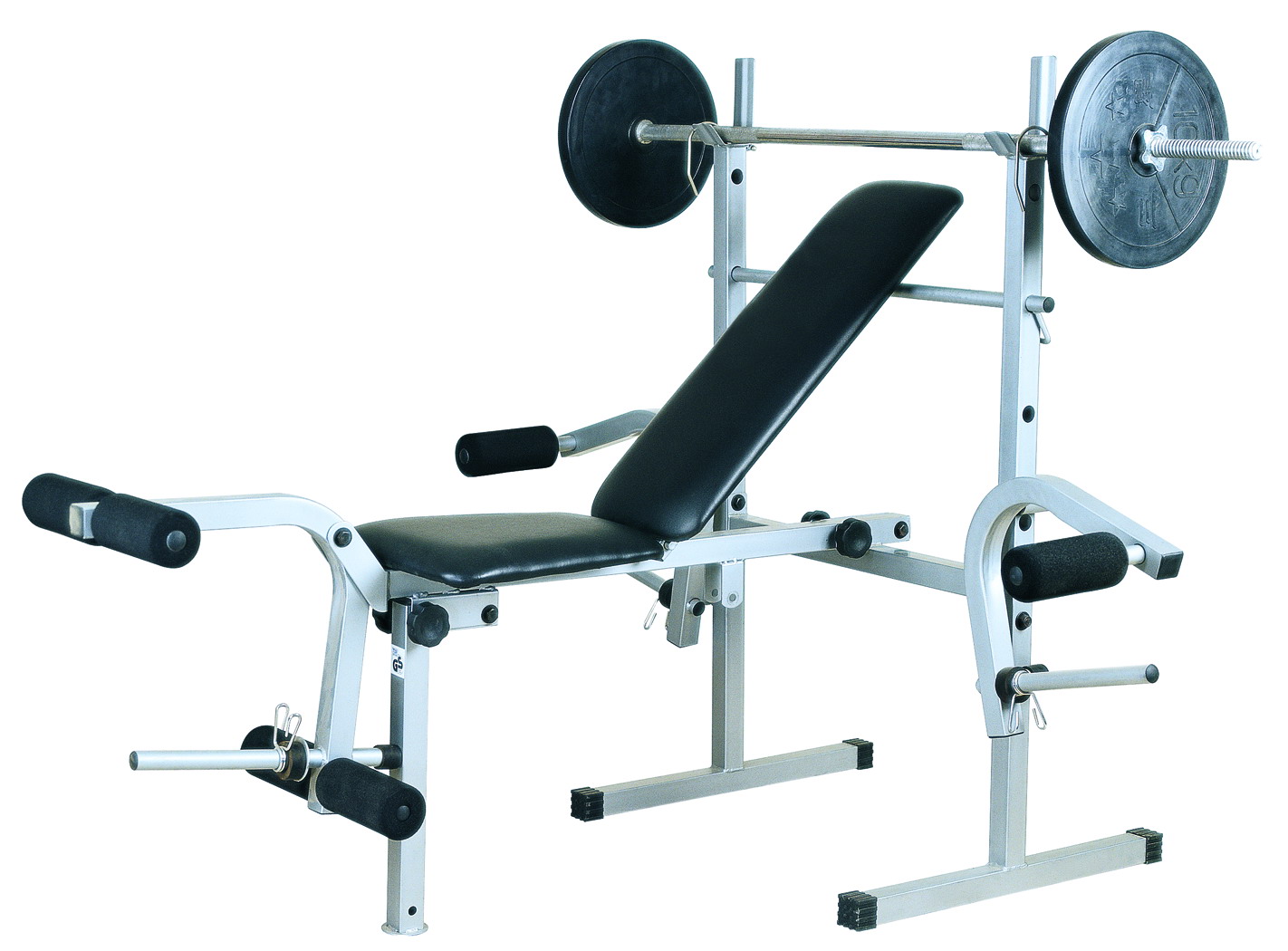 An adjustable weight bench with barbell support