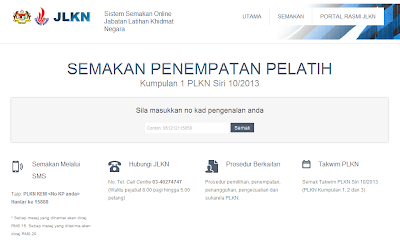 Semakan Online Penempatan Pelatih PLKN  Kumpulan 1 Siri 10/2013