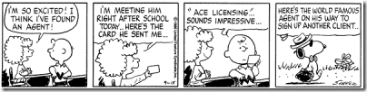 Peanuts 1986-09-15 - Snoopy as the world famous agent