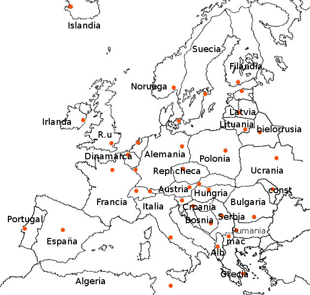 mapa de europa mudo. mapa europa