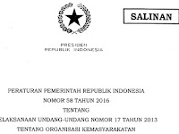 PP 58 Tahun 2016 Tentang Organisasi Kemasyarakatan