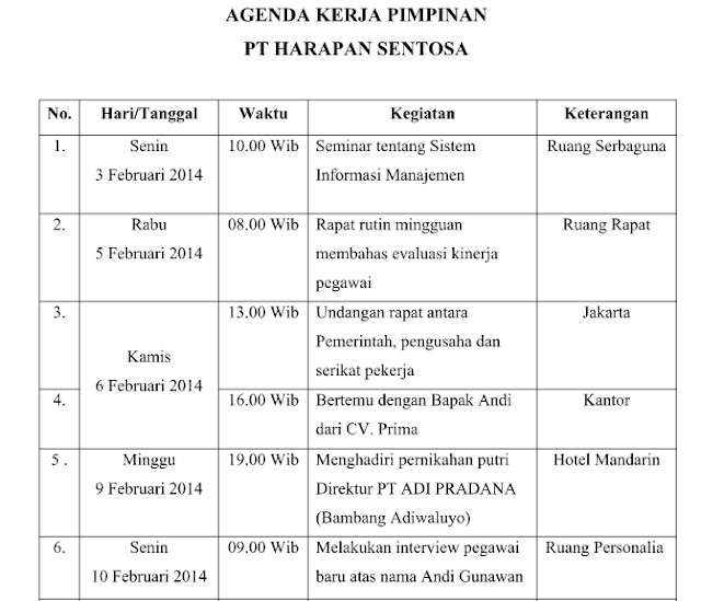 Contoh Soal dan Jawaban UKK Menangani Jadwal Kegiatan 