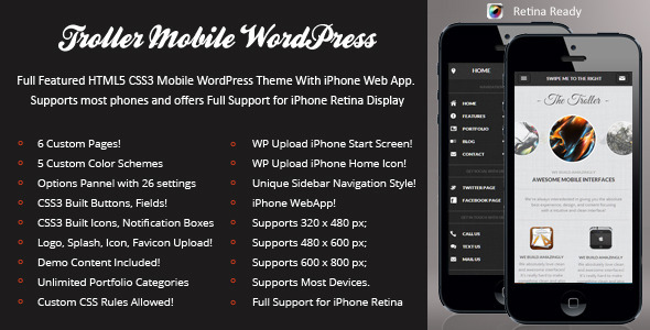 Troller Mobile Retina | WordPress Version - Mobile WordPress
