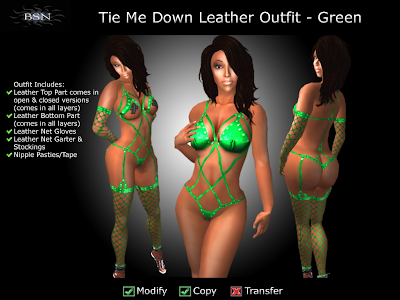BSN Tie Me Down Leather Outfit - Green