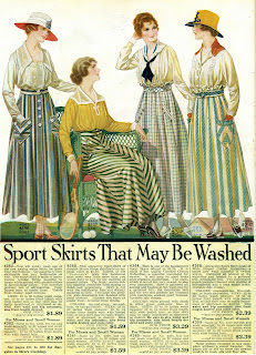 1915 women's fashion sport skirt clothes catalog background page