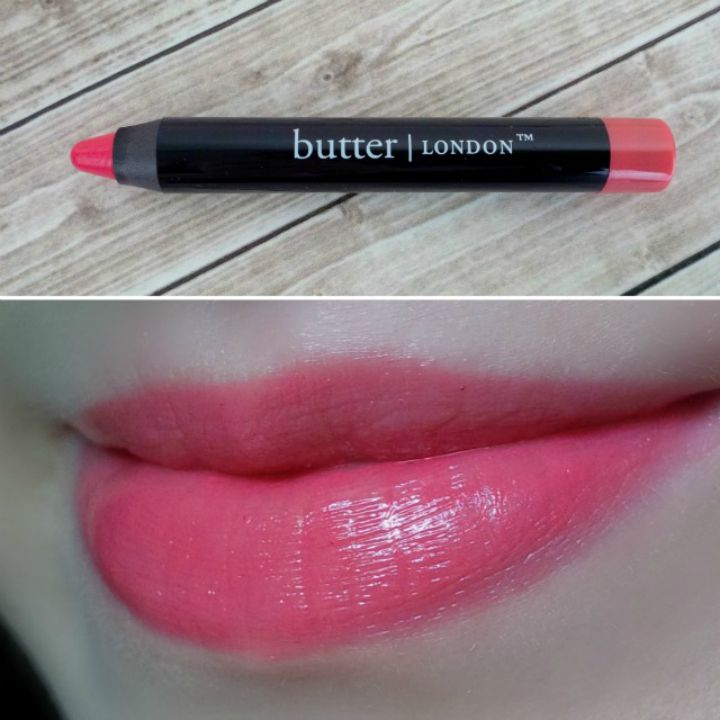 Butter London lip swatch swatches Trout Pout Bloody Brilliant Lip Crayon