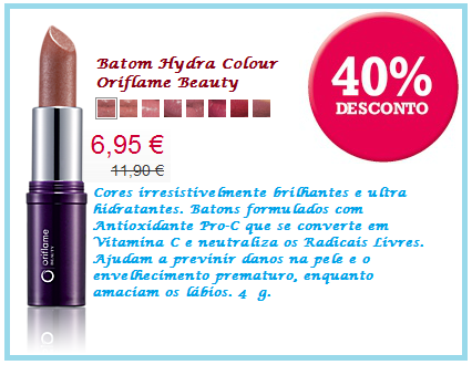 Promoções Oriflame... Batom Hydra Colour Oriflame Beauty!