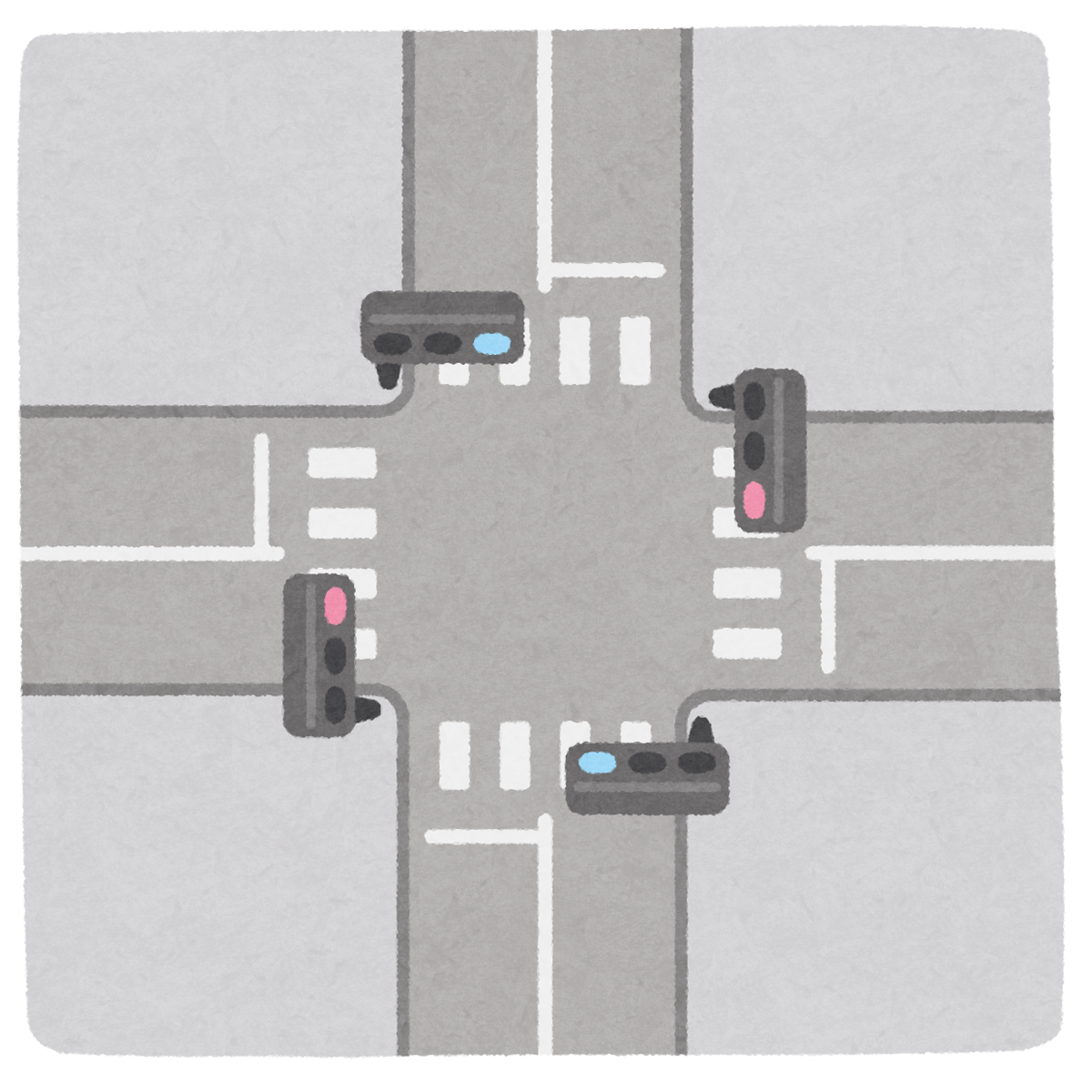 上から見た交差点と自動車のイラスト 信号あり かわいいフリー素材集 いらすとや 上から見た交差点と自動車のイラスト 信号あり かわいいフリー素材集 いらすとや