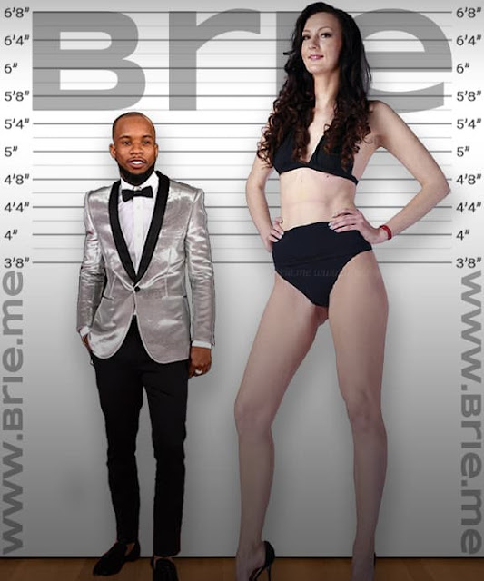 Tory Lanez height comparison with Yekaterina Lisina