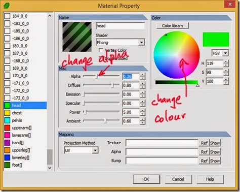 Change the properties of the bone materials